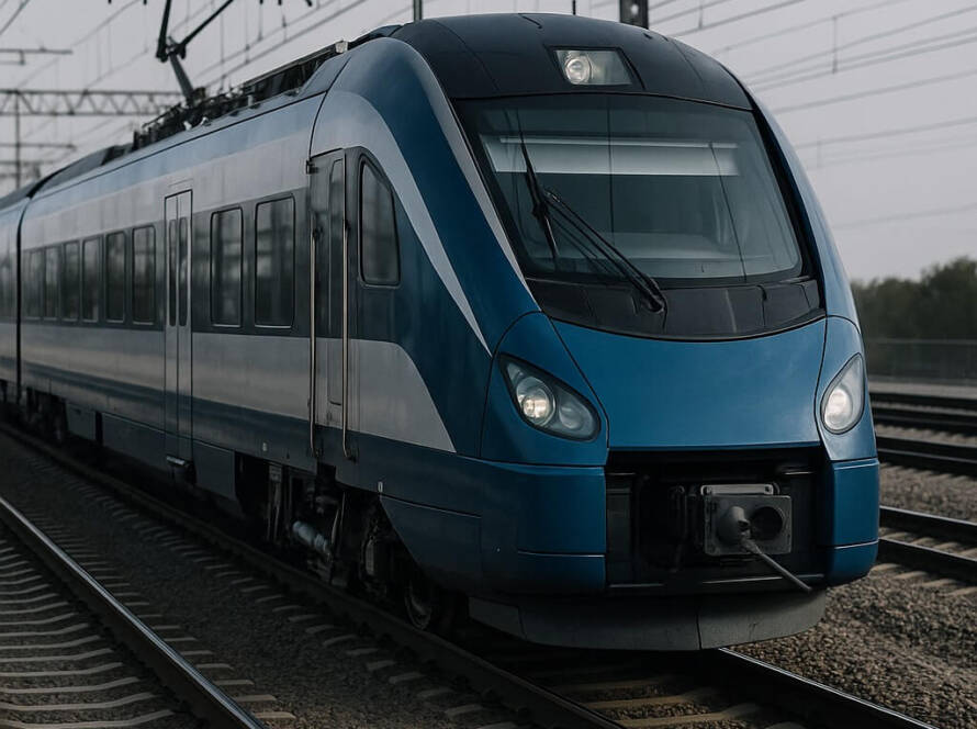 Treno moderno su rotaie elettrificate per applicazioni nel settore ferroviario