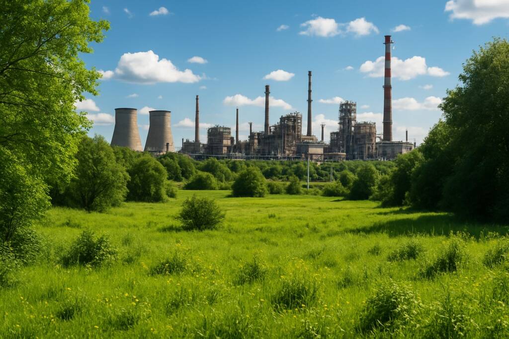Impianto industriale energetico immerso nel verde, settore Oil & Gas