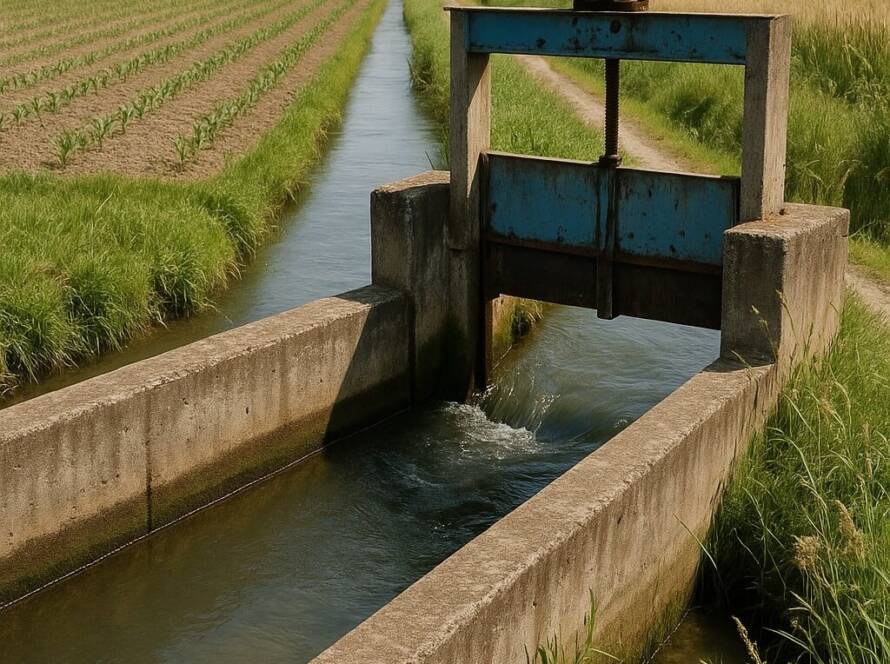 Paratoia idraulica di regolazione flussi in canale di irrigazione agricolo
