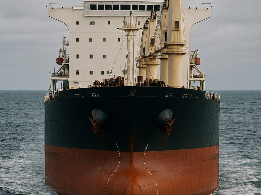 Nave cargo in mare aperto, settore navale automazione e monitoraggio