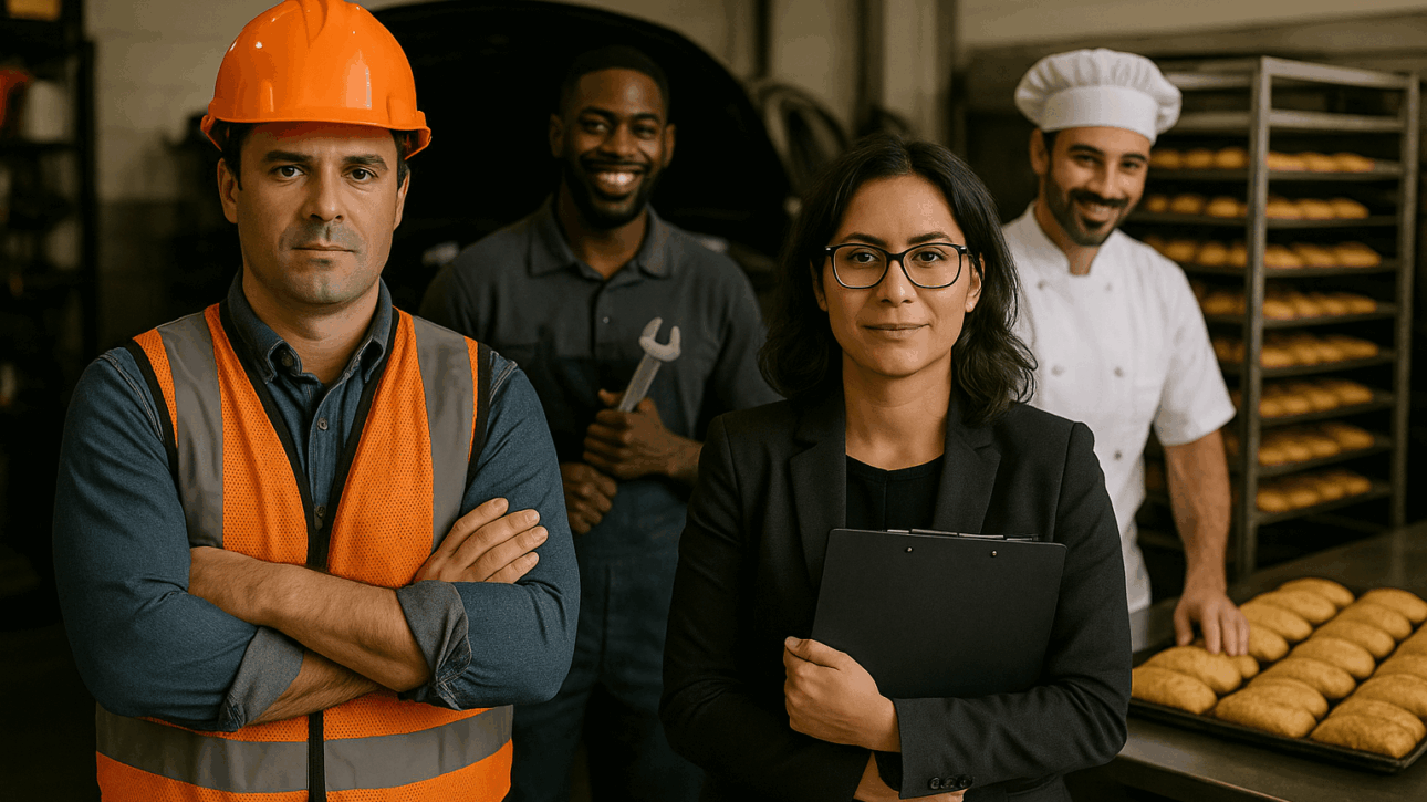Lavoratori di diversi settori produttivi e industriali in azienda