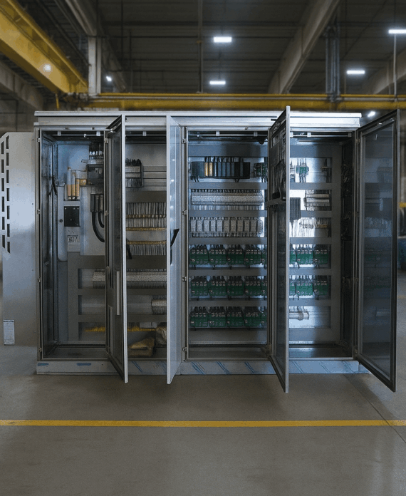 Quadro elettrico per sistema di automazione macchina iniezione plastica nel settore Oil & Gas